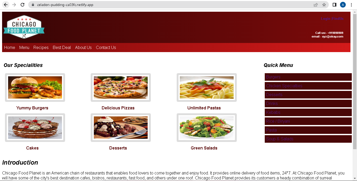 Restaurant Homepage